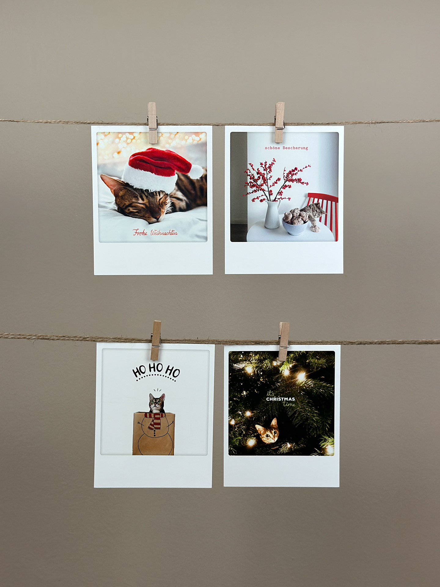 Weihnachts-Katzen-Postkarten-Set