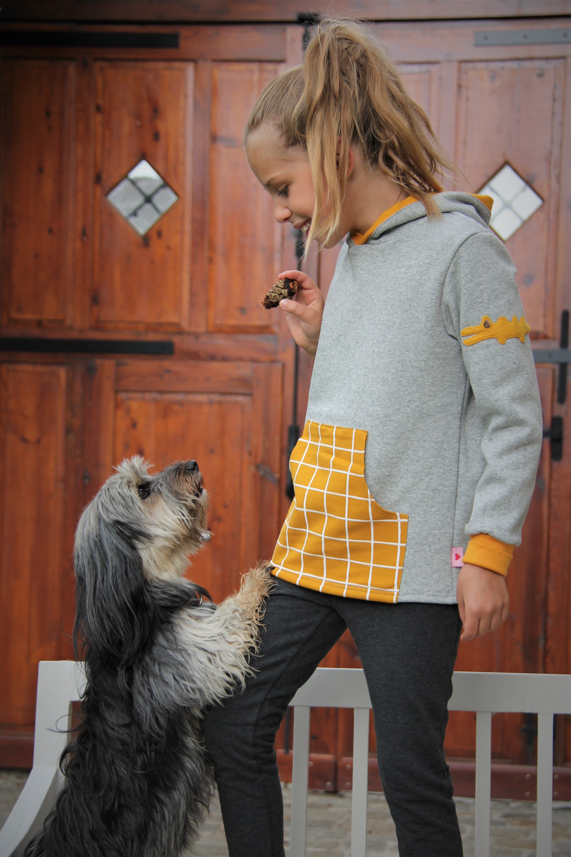 Pullover Krokodil grau/gelb Pullover Krokodil grau/gelb