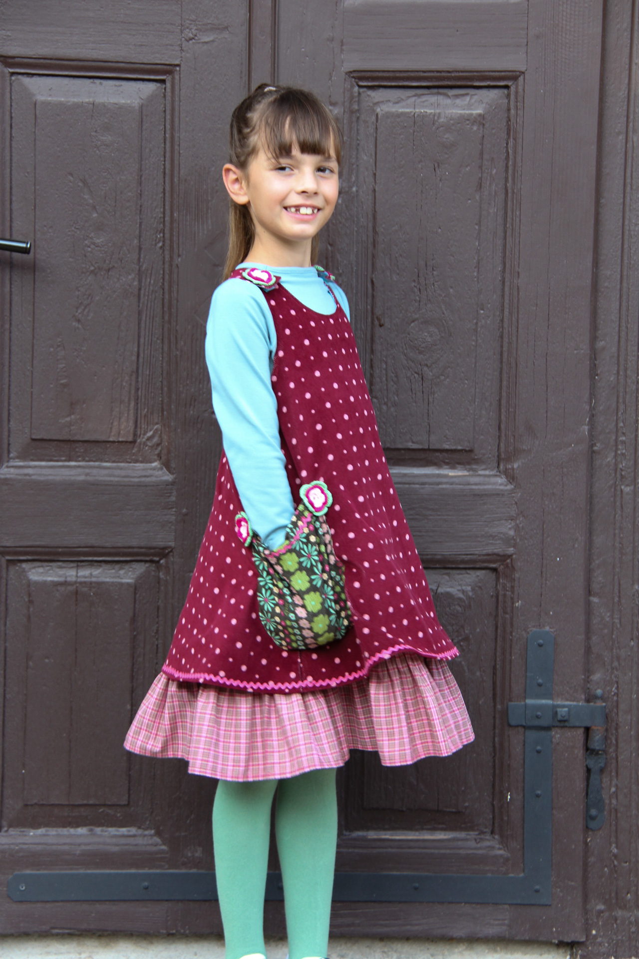 Drehkleid Punkte bordeaux