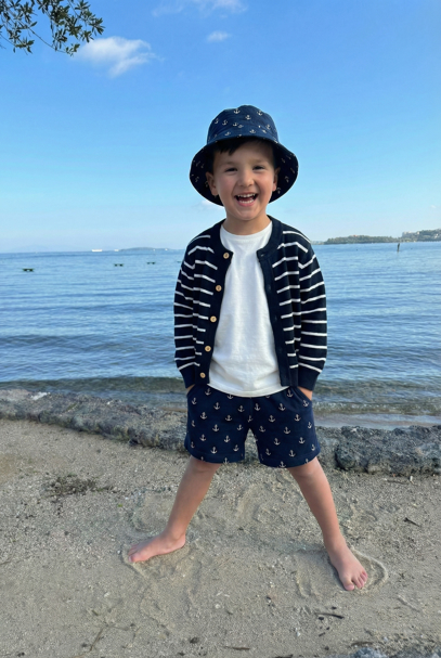 Sommerhut Musselin Anker dunkelblau