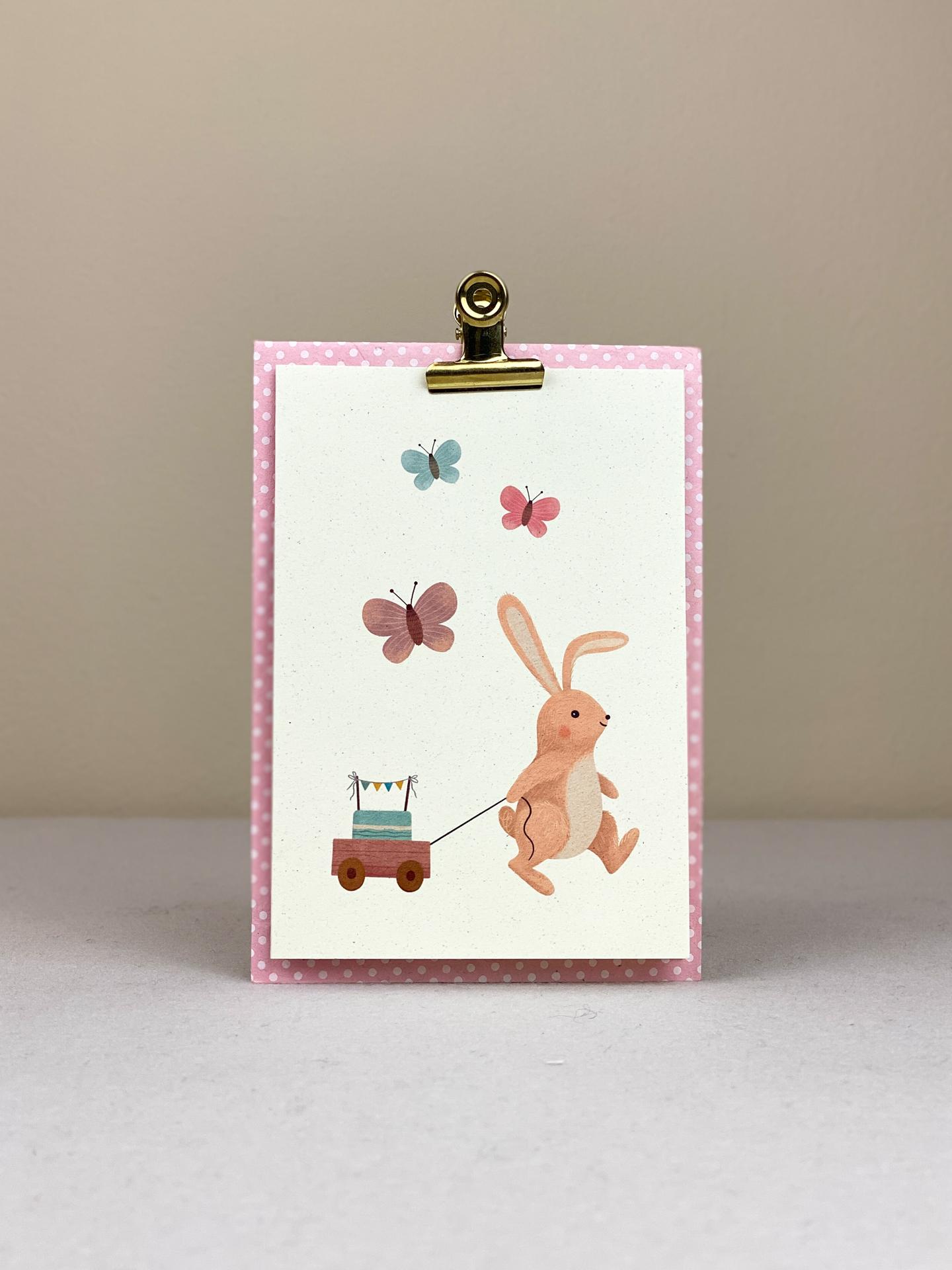 Karte Watercolour Hase mit Wagen