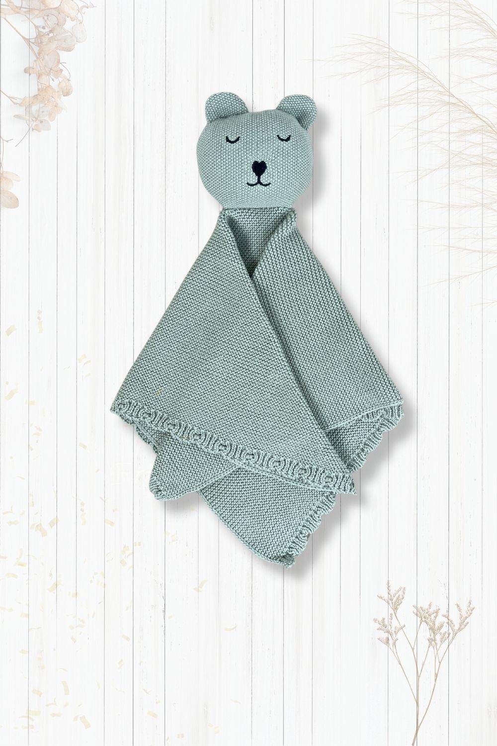 Schmusetuch Strick Bär blau