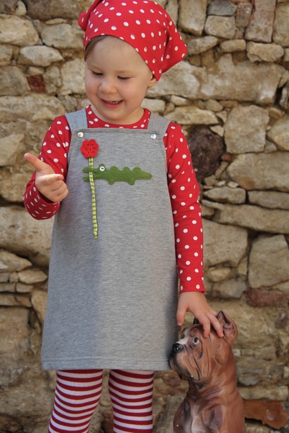 Kleid Kroko grau Shirt Dots rot/weiß Kleid Kroko grau Shirt Dots rot/weiß