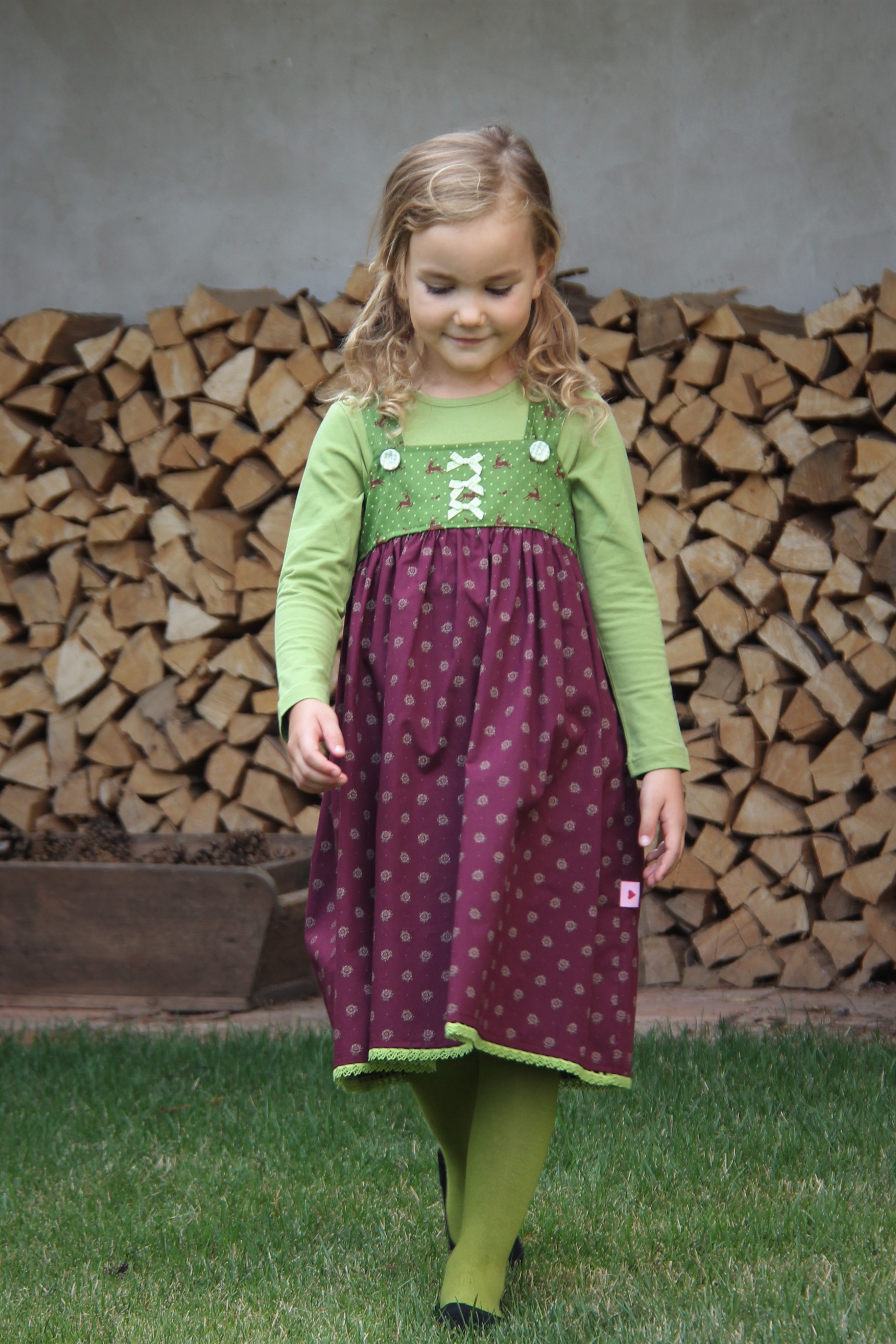 Kleid Dirndl bordeaux/grün