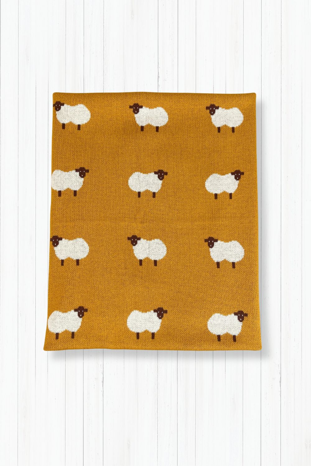 Strickdecke Schaf gelb