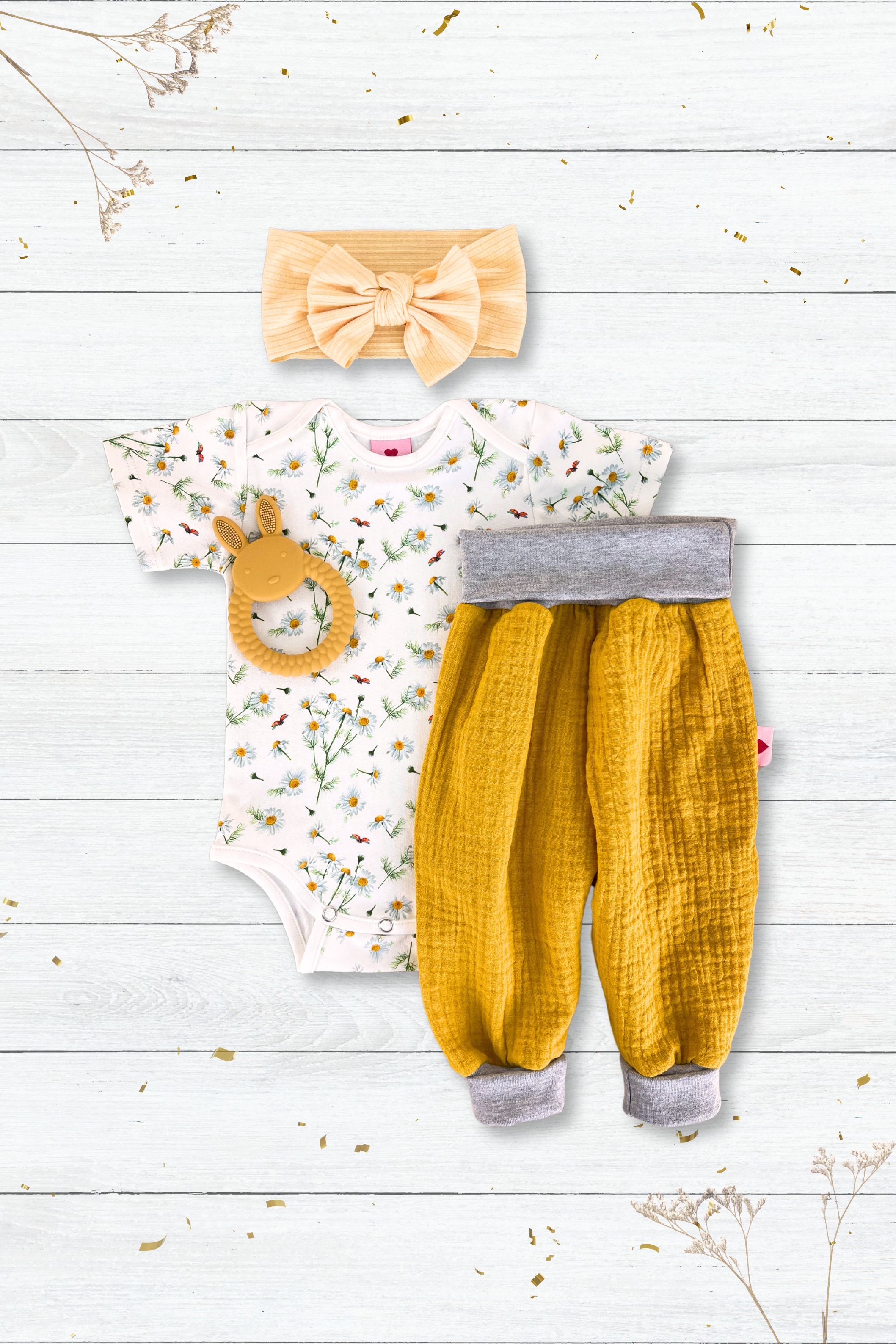 Baby Kombi Gänseblümchen gelb