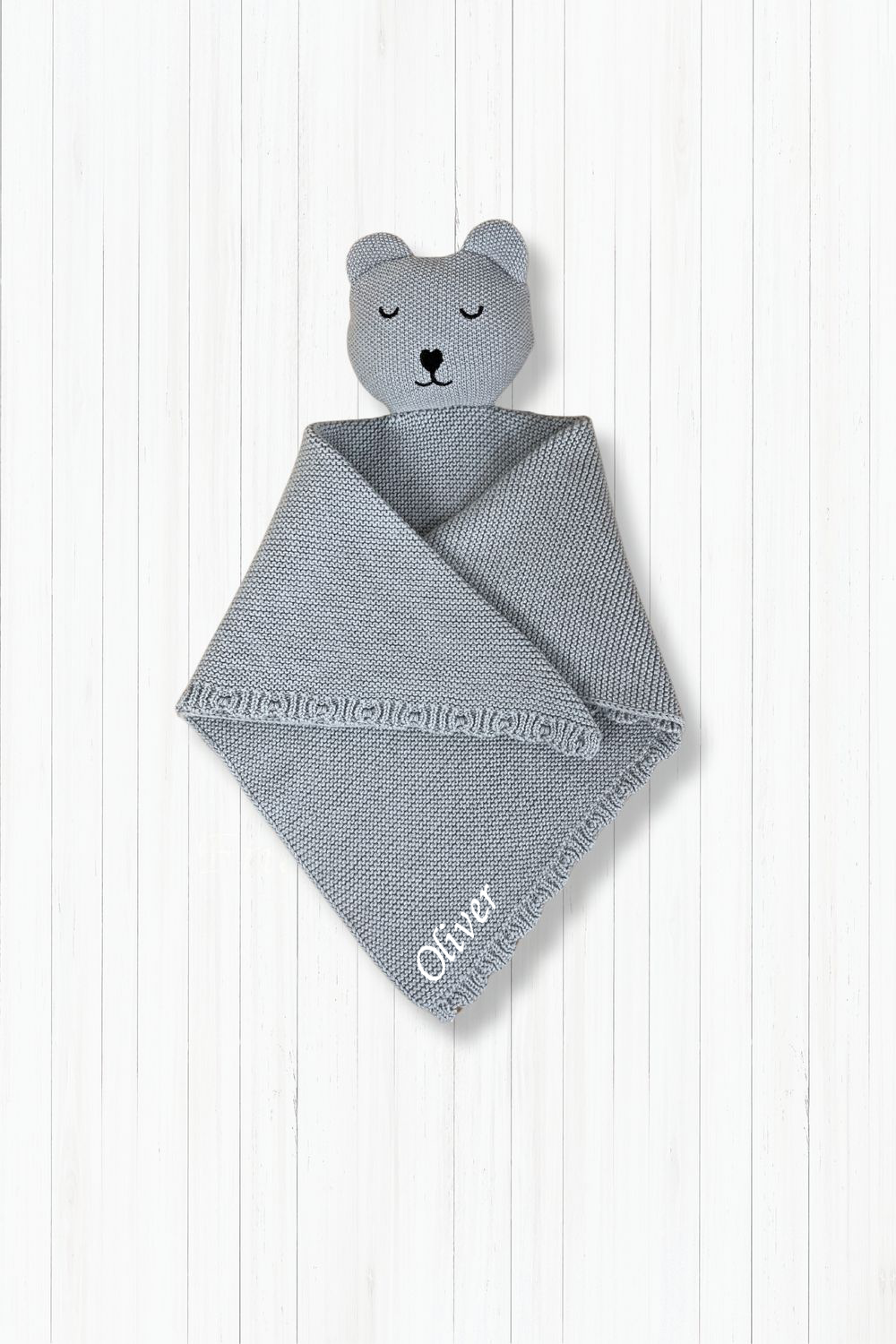 Schmusetuch Strickbär blau