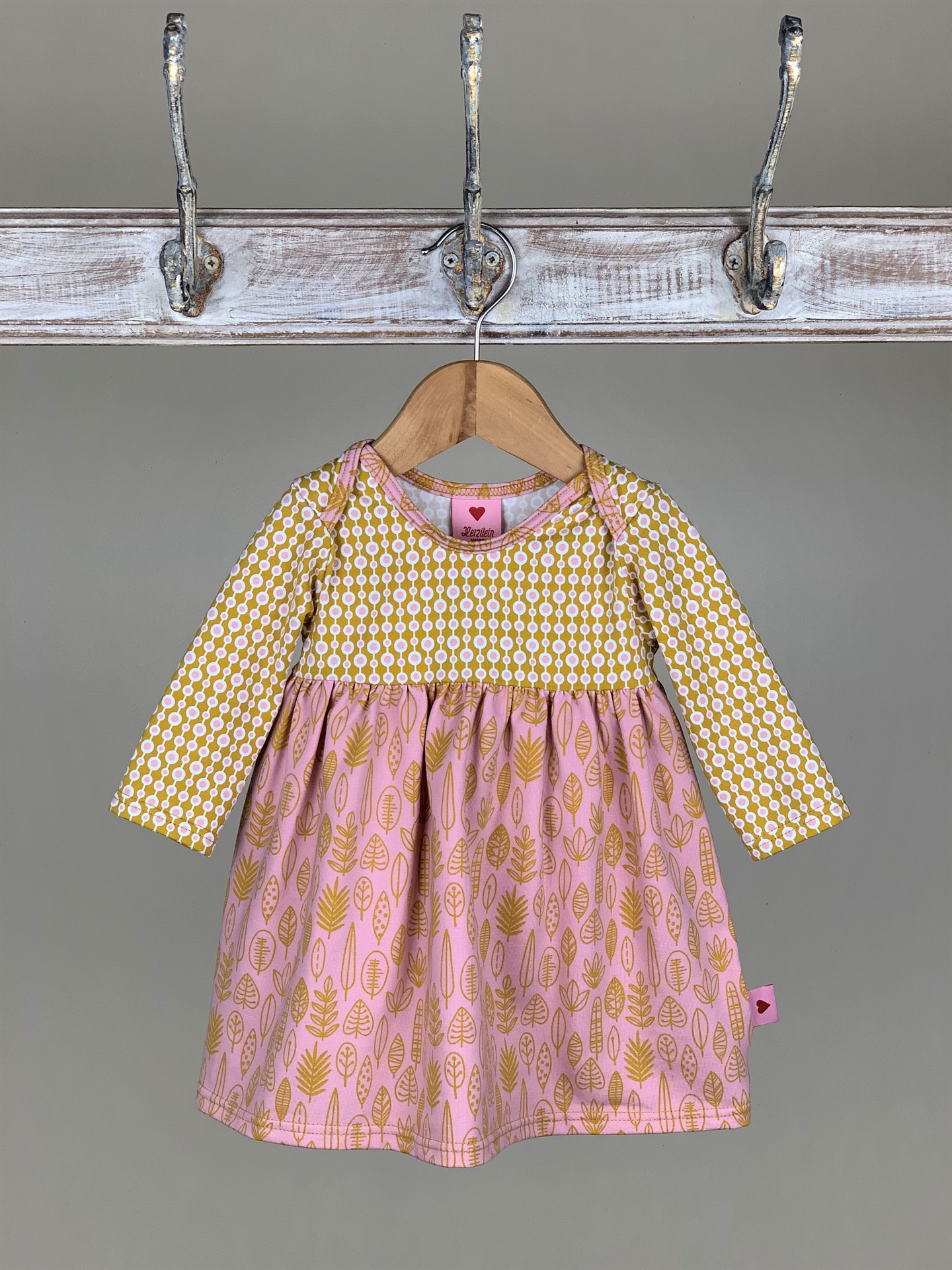 Kleid Baby Herbst senfgelb/rosa Kleid Baby Herbst senfgelb/rosa