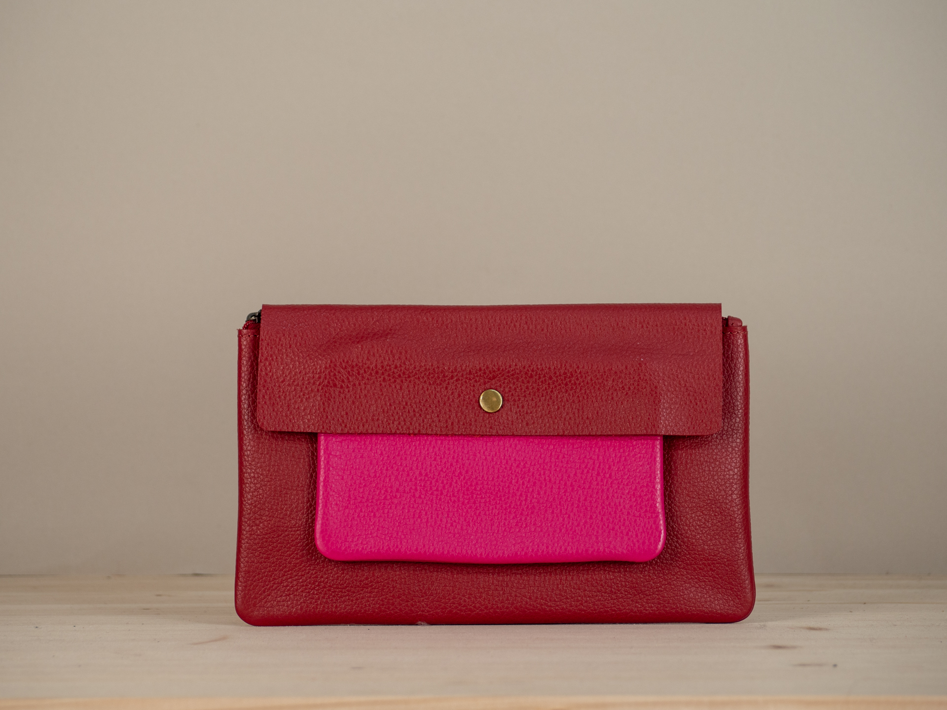 Kosmetiktasche Leder bunt reds