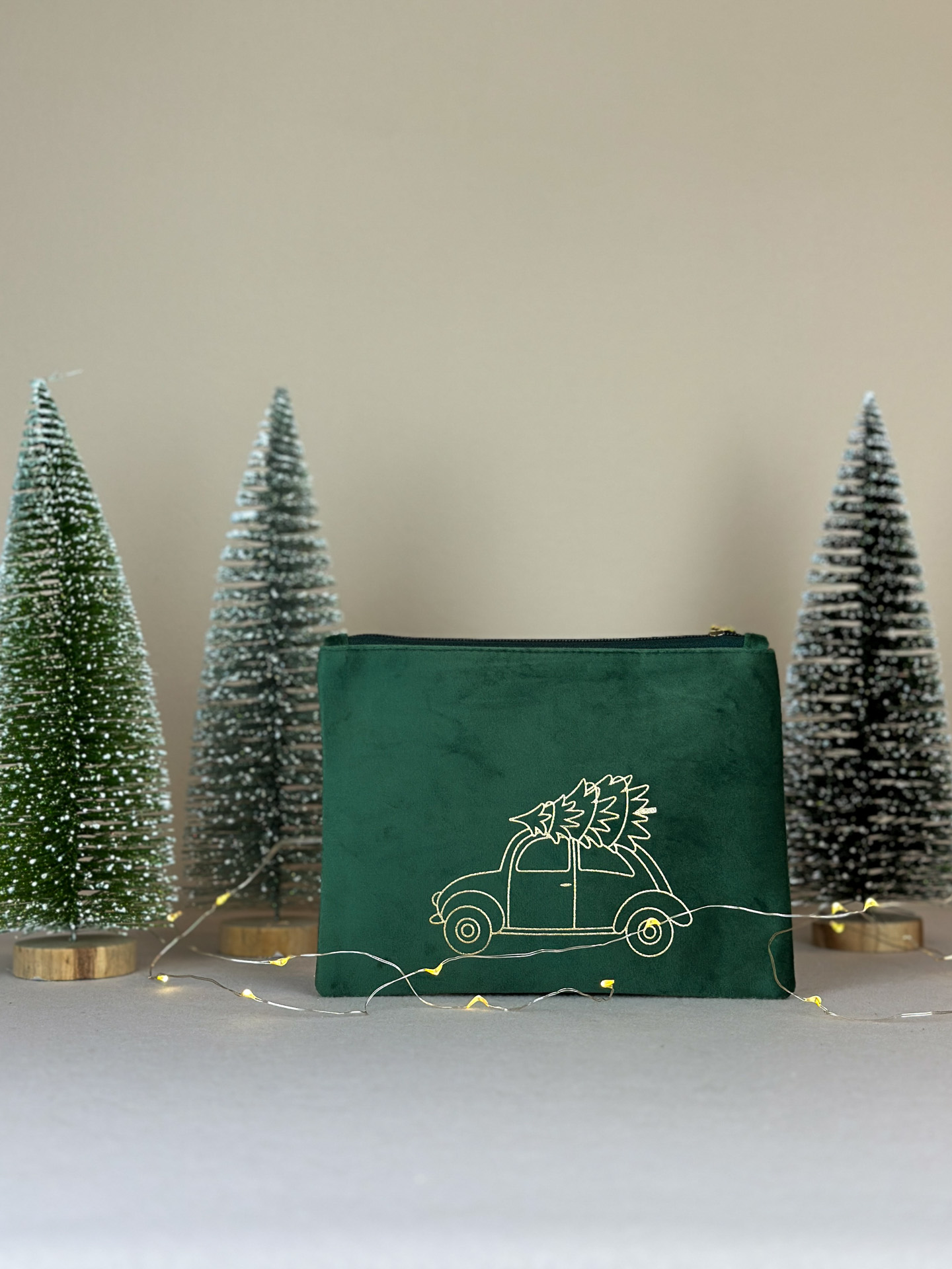 Kosmetiktasche Samt Weihnachtsauto