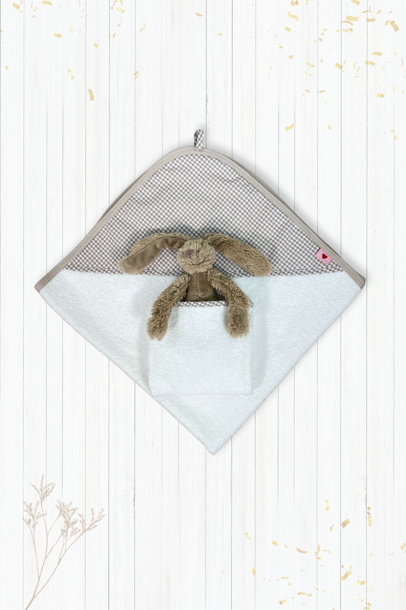 Badetuch Beige Kariert