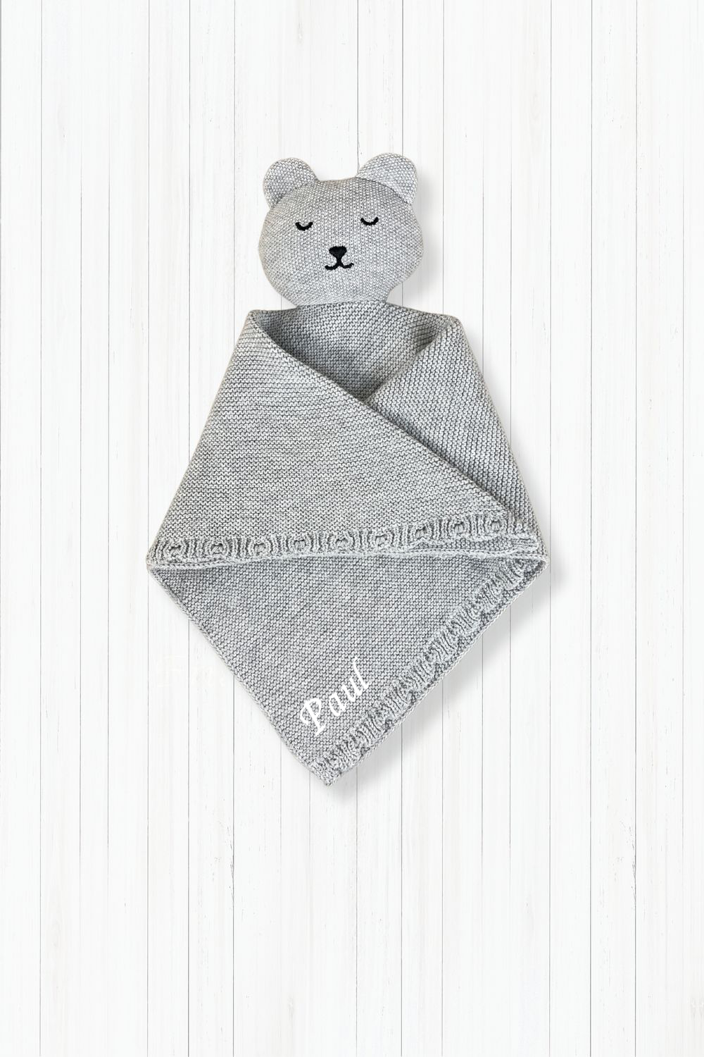 Schmusetuch Strickbär grau