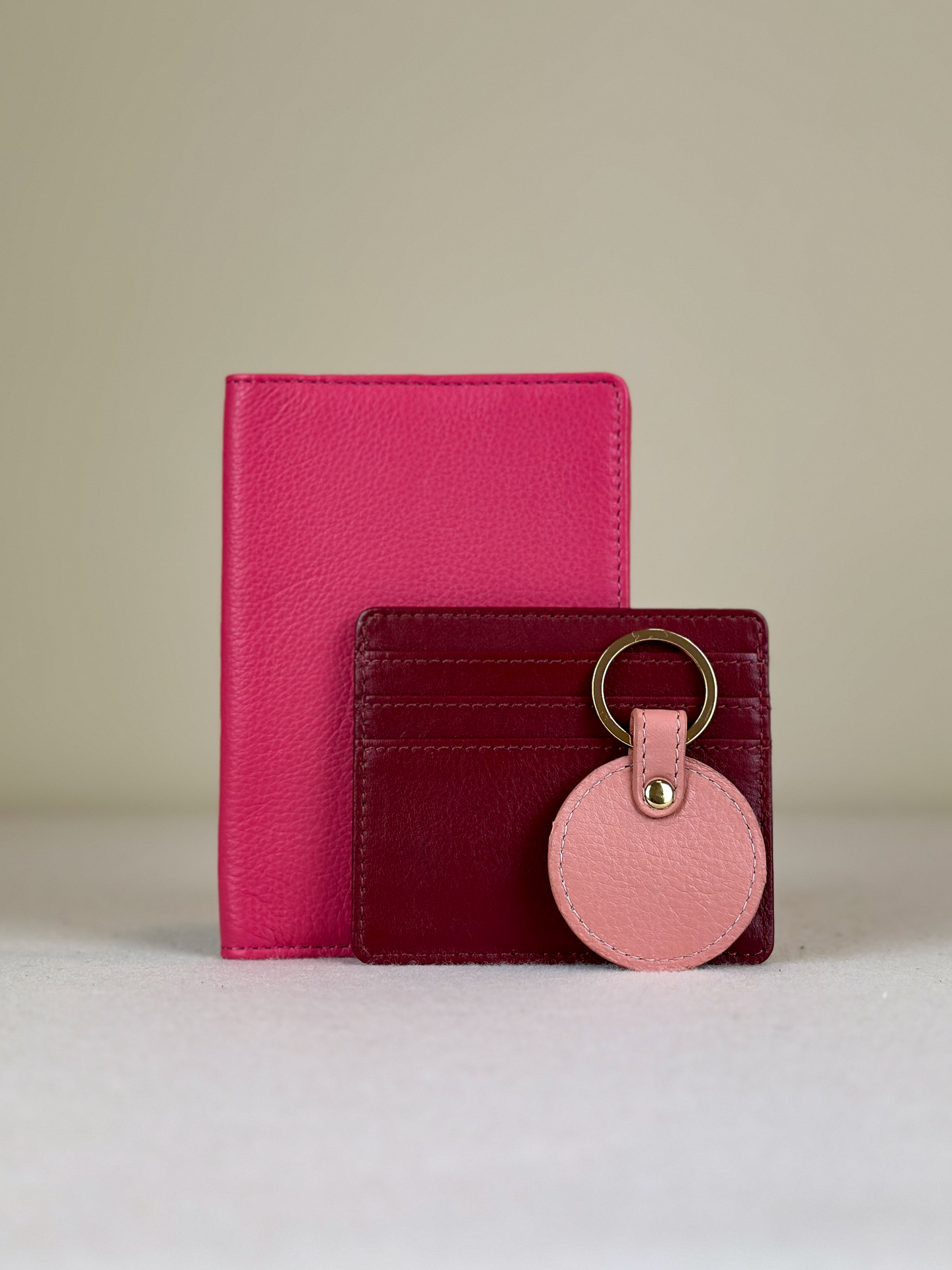 Travel Geschenkset Leder pink/rosa
