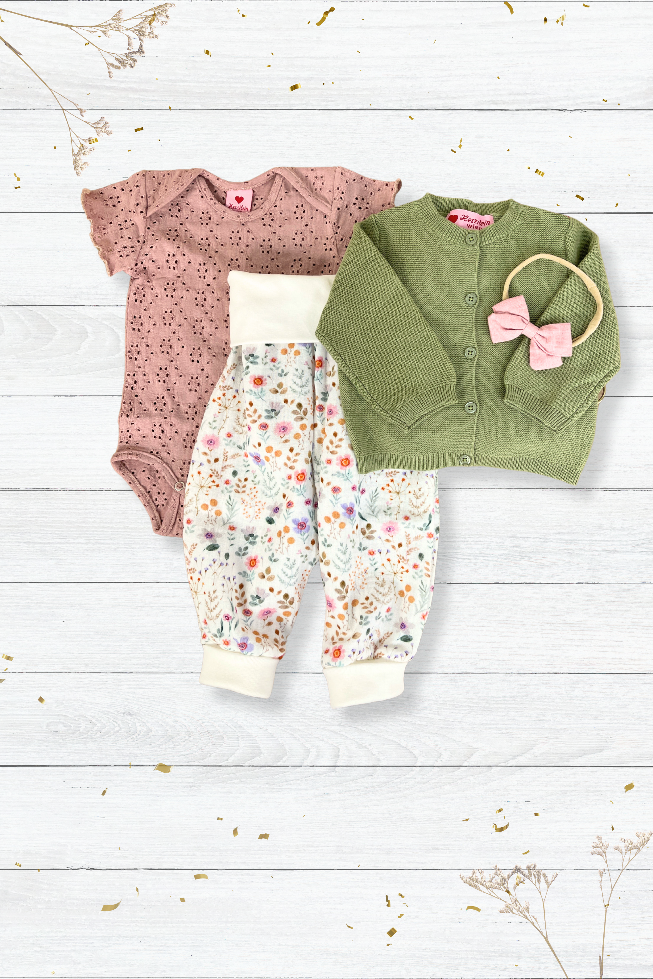Baby Kombi Rosa/Grün