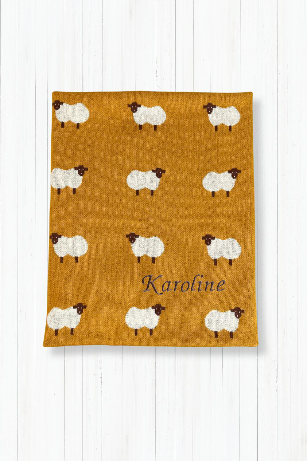 Strickdecke Schaf ocker
