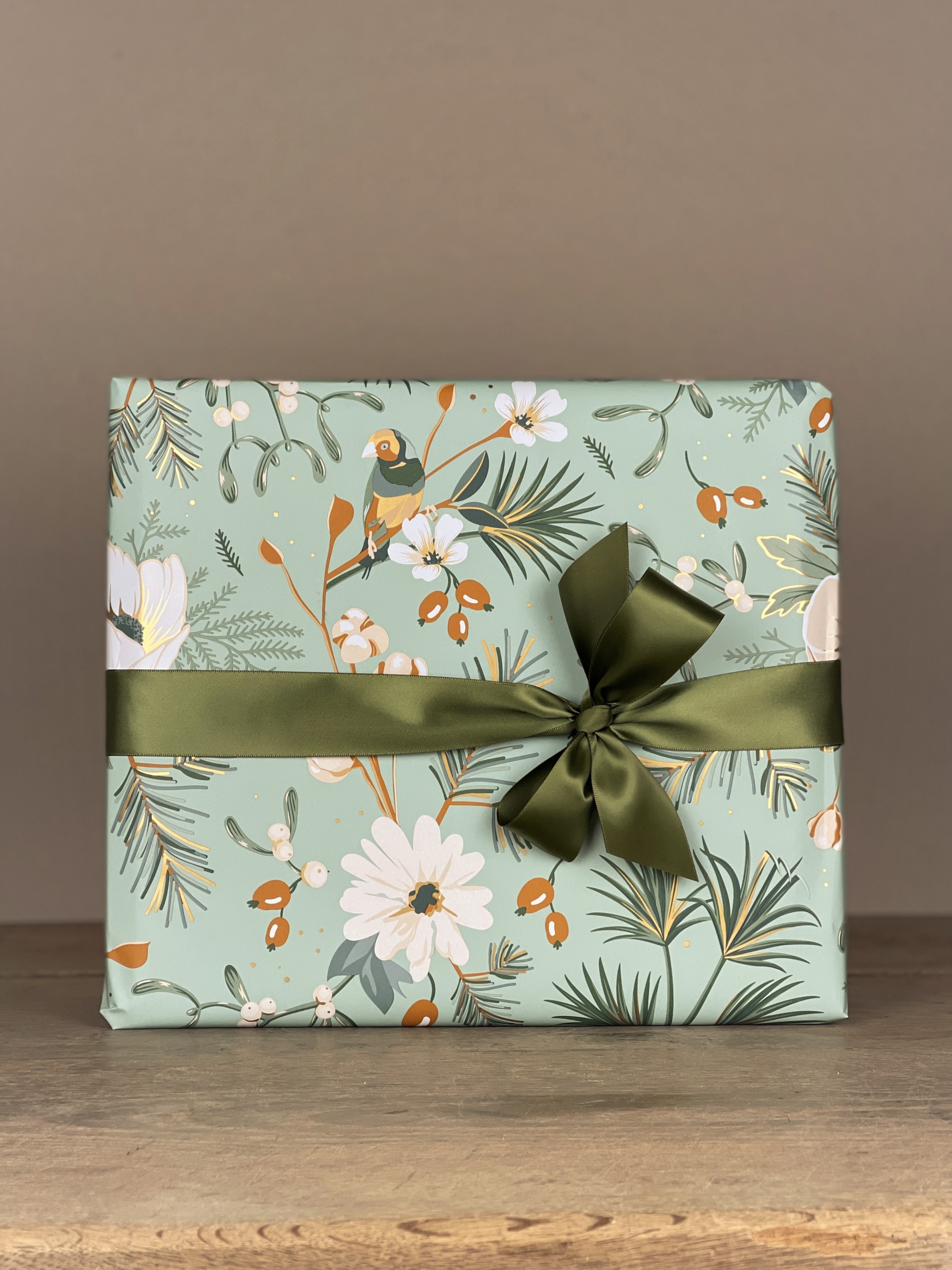 Geschenkpapier doppelseitig floral mint