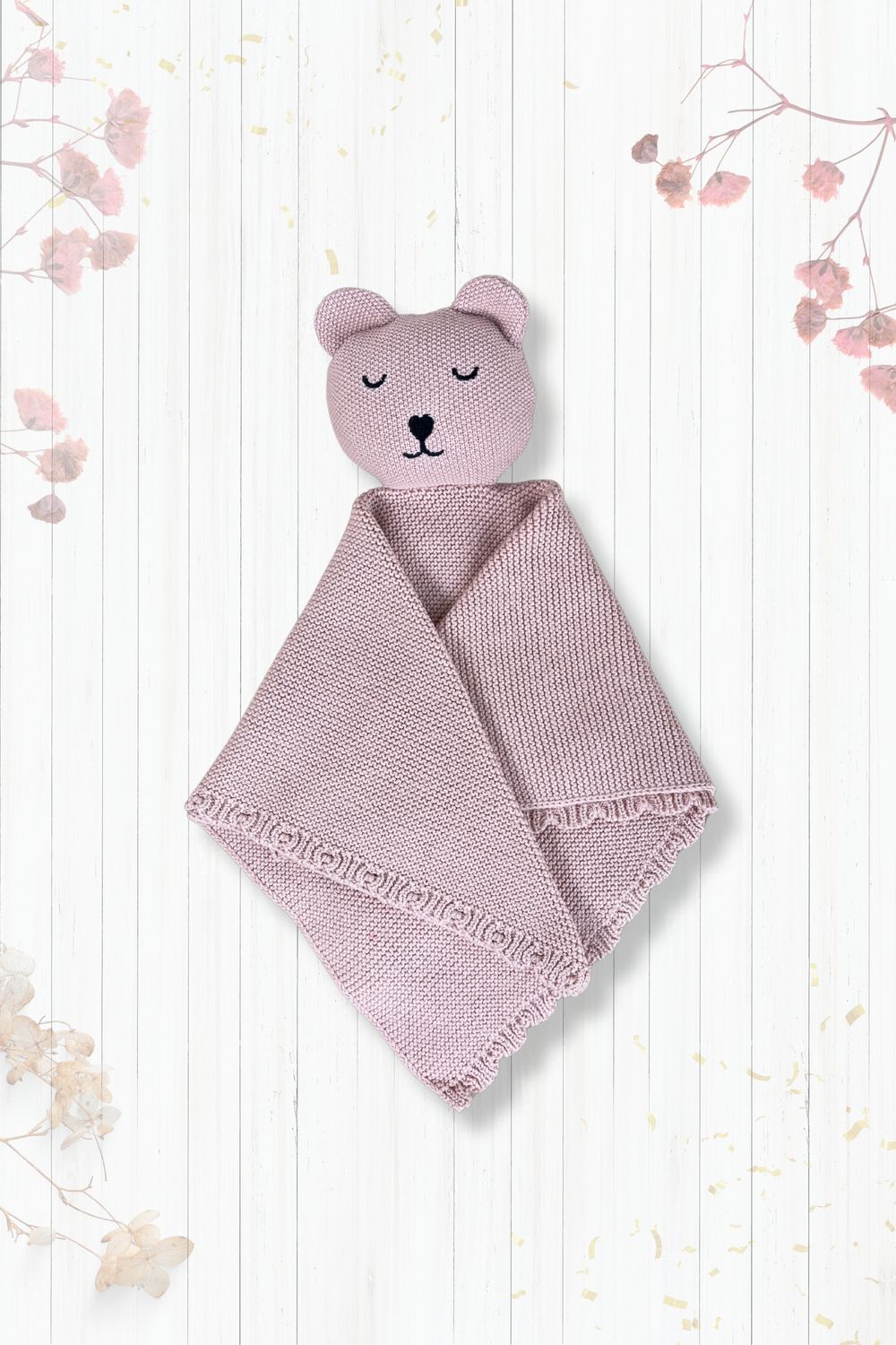 Schmusetuch Strick Bär rosa