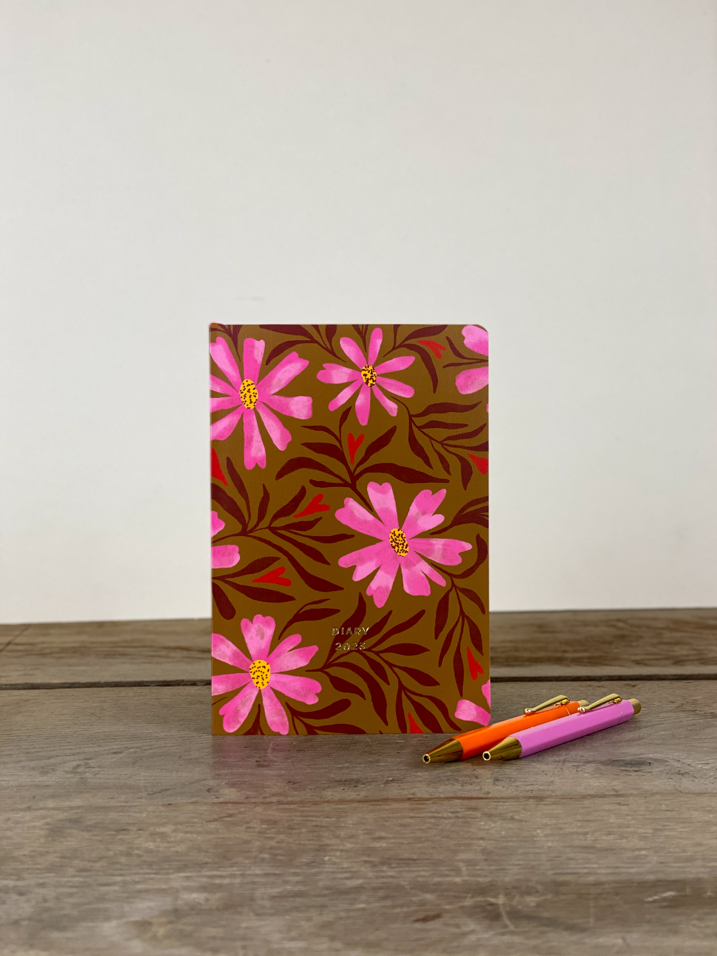 Kalender Bunt Blumen rosa/khaki