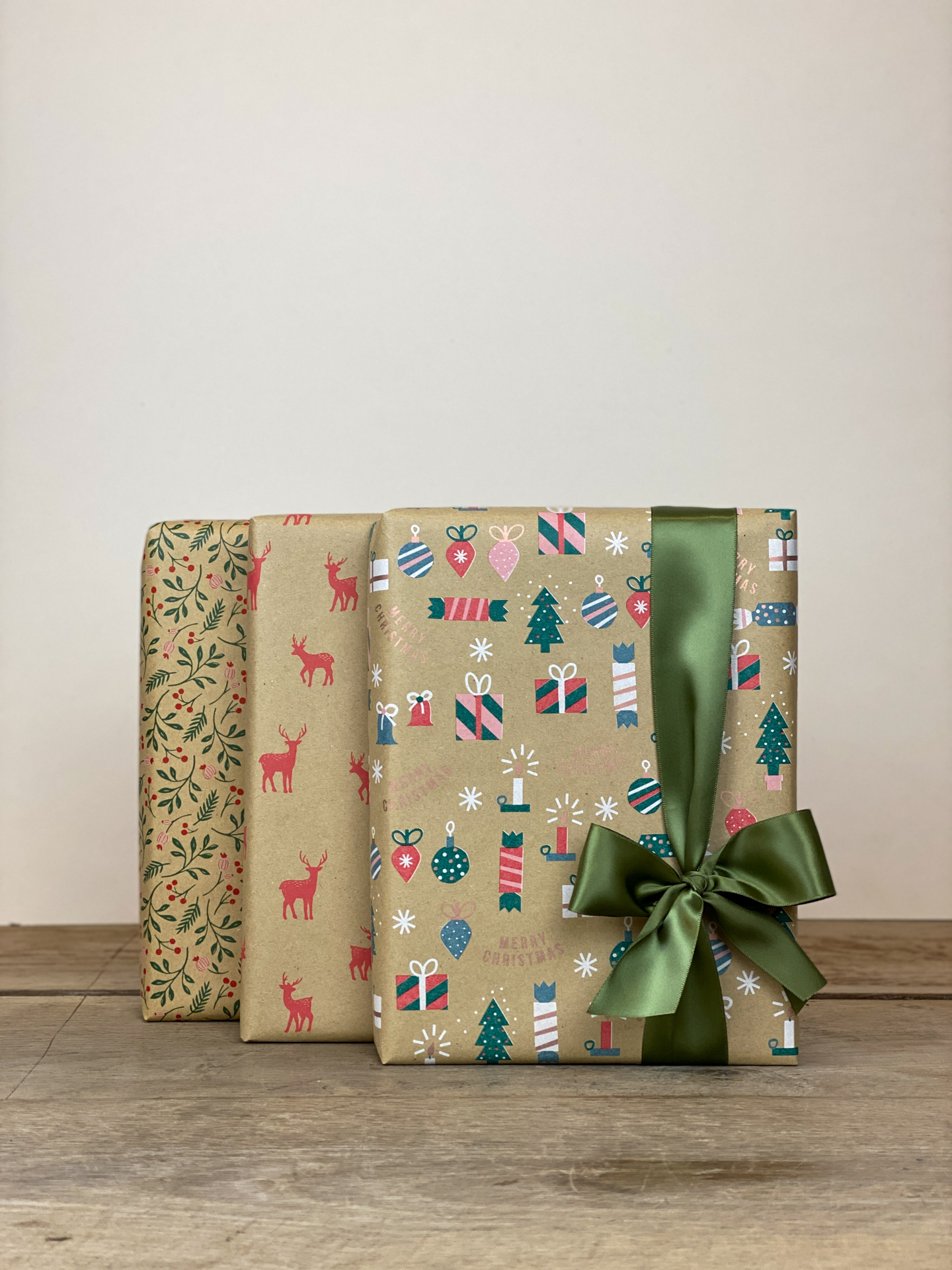 Geschenkpapierset Weihnachten kraft Muster