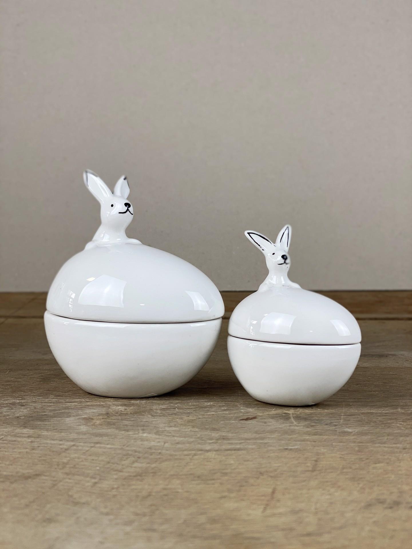 Keramikdose Osterhase weiß groß/klein